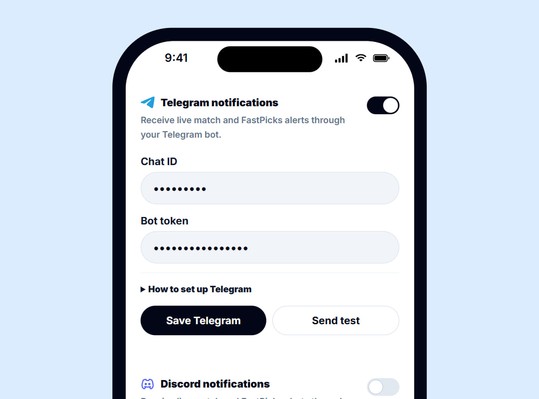 How to set up Telegram alerts in PitchPressure